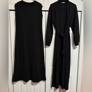 Elegant Black Abaya/ Cardigan Set
